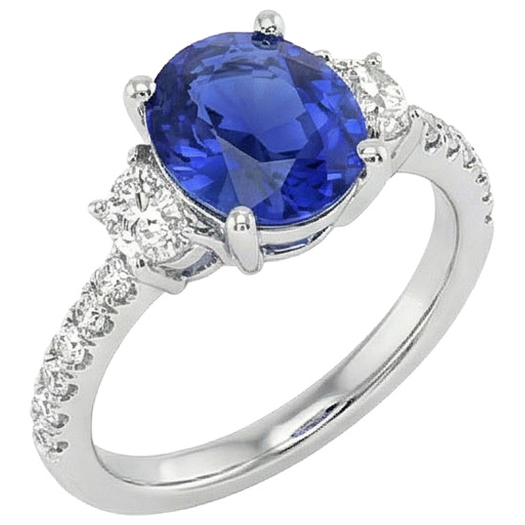 naturel oval diamant 9carats bague vue de face