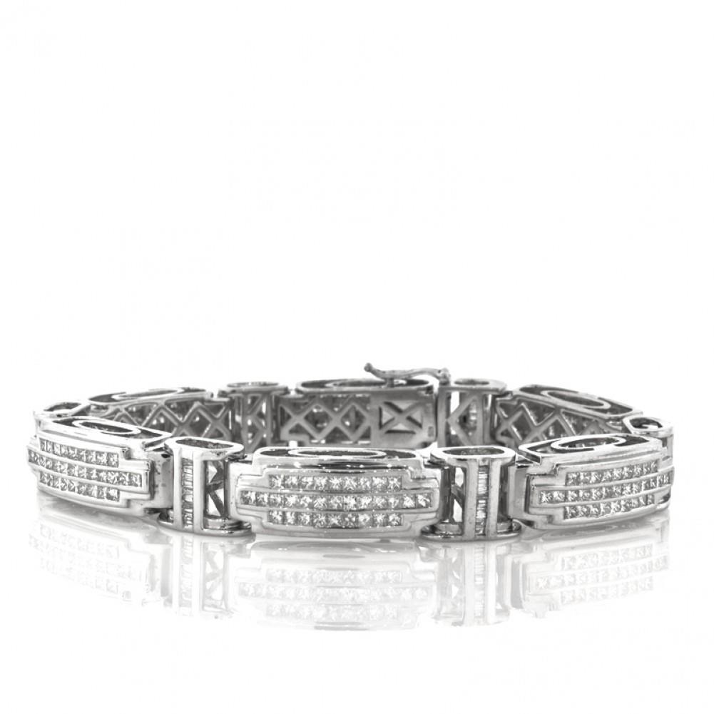 9.30 Carats Fine Jewelry Bracelet Homme Véritable Diamant Princesse