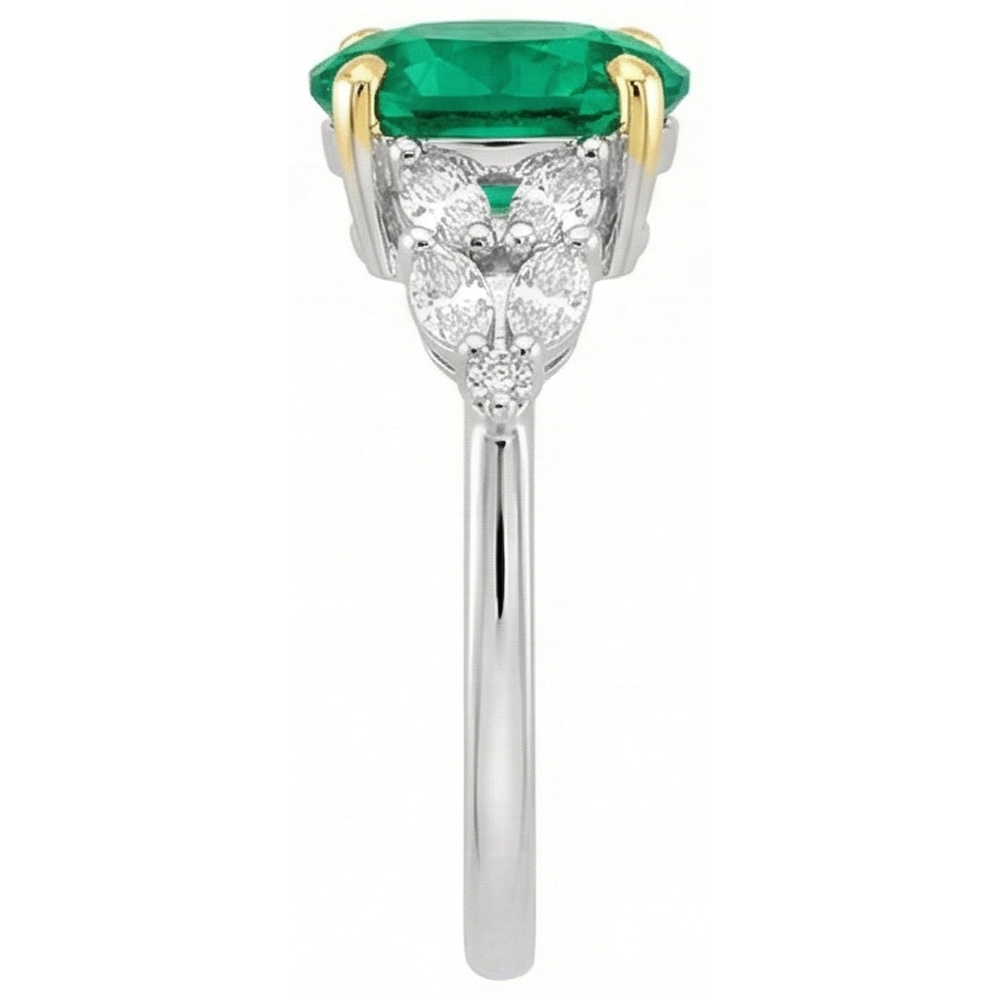 Émeraude Colombienne Bague avec Gemme 2 carats Or Deux Tons 14 Carats – vue de profil