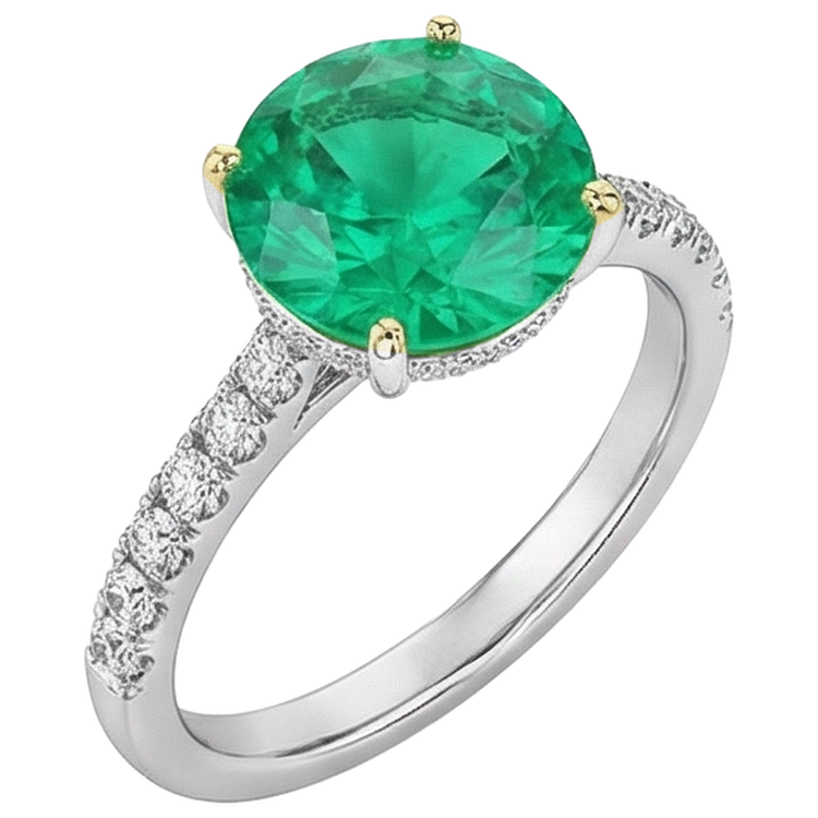 Chatoyant Émeraude Fine Bague avec Gemme 3,50 carats – vue d'angle