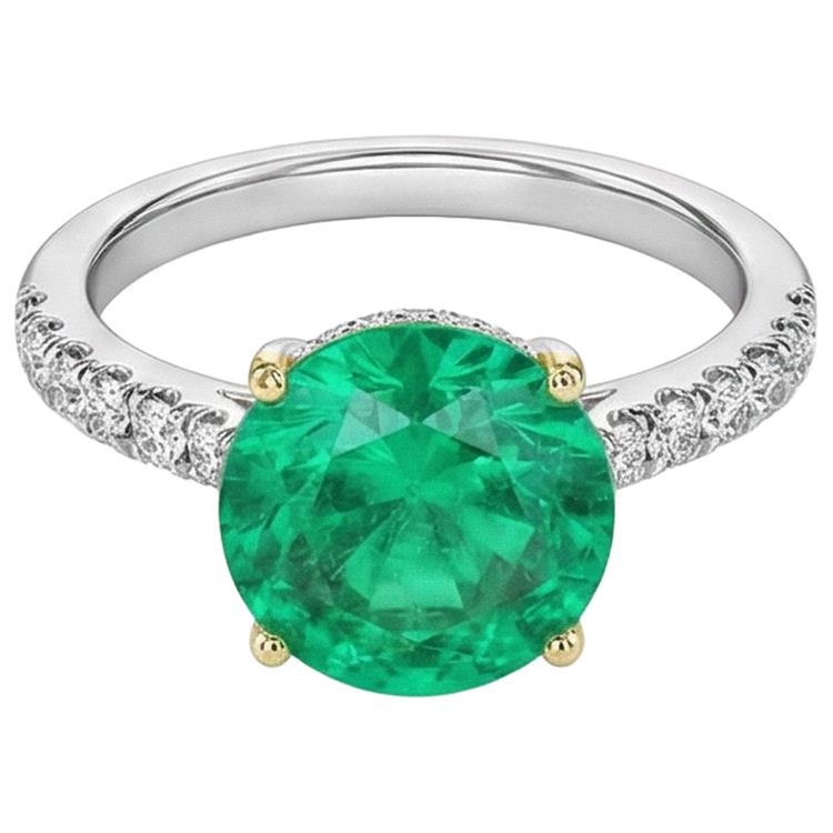 Chatoyant Émeraude Fine Bague avec Gemme 3,50 carats – vue de profil