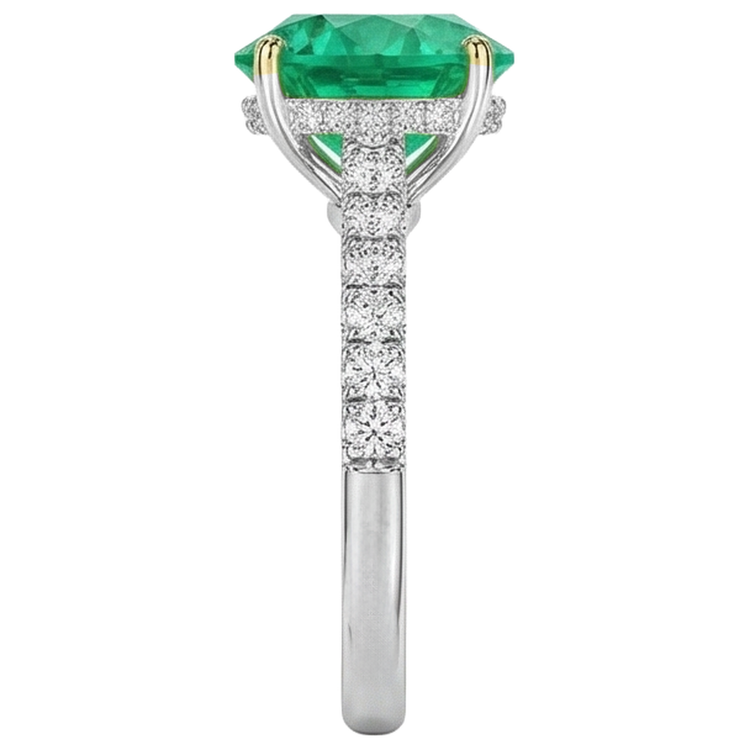 Bague avec Gemme Or Deux Tons 14 Carats avec Émeraude Fine – vue de dessus
