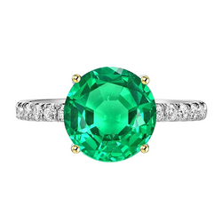 Or Deux Tons 14 Carats GIA Certifié Émeraude Fine Bague avec