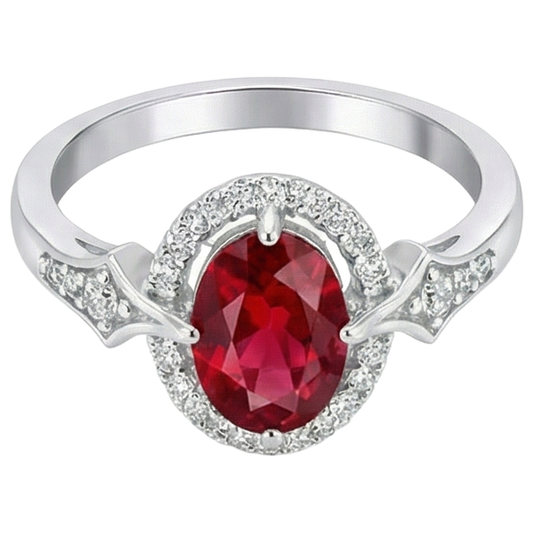 Alliance 2.75 Carats Rubis Et Diamants Naturels Extraits des Mines ( et non cultivés en laboratoire ) Or Blanc 14K