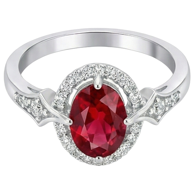 Alliance 2.75 Carats Rubis Et Diamants Naturels Extraits des Mines ( et non cultivés en laboratoire ) Or Blanc 14K