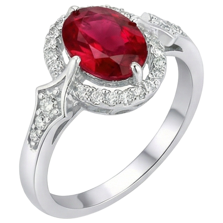 Alliance 2.75 Carats Rubis Et Diamants Naturels Extraits des Mines ( et non cultivés en laboratoire ) Or Blanc 14K