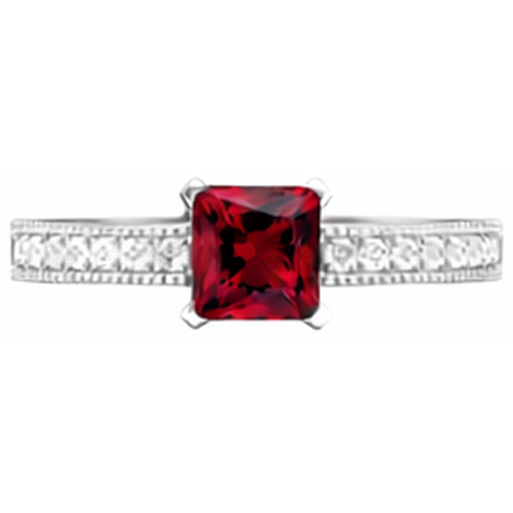 Alliance 3 Carats Rubis Diamants Naturels Extraits des Mines ( et non cultivés en laboratoire ) Taille Princesse Or Blanc