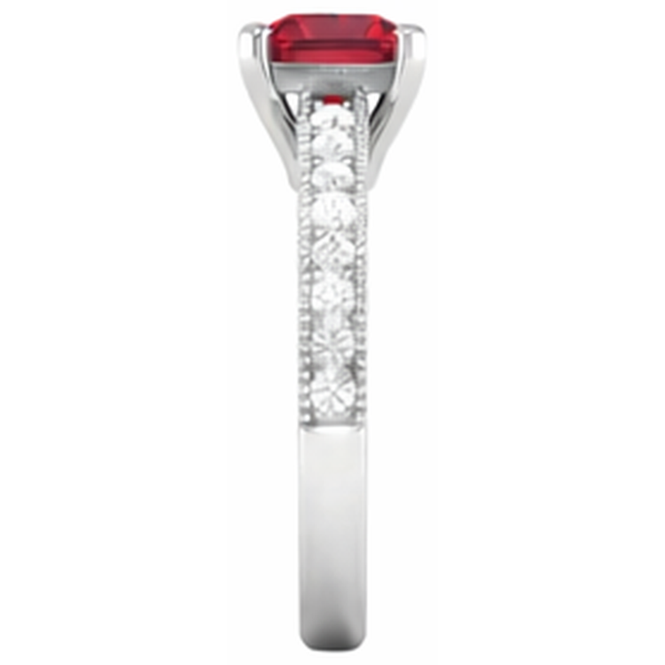 Alliance 3 Carats Rubis Diamants Naturels Extraits des Mines ( et non cultivés en laboratoire ) Taille Princesse Or Blanc