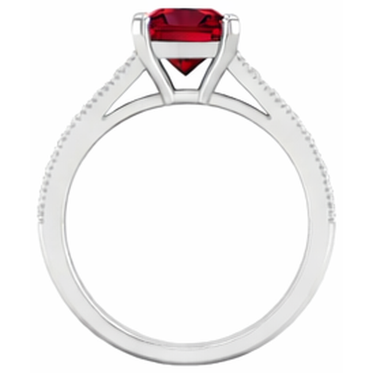 Alliance 3 Carats Rubis Diamants Naturels Extraits des Mines ( et non cultivés en laboratoire ) Taille Princesse Or Blanc