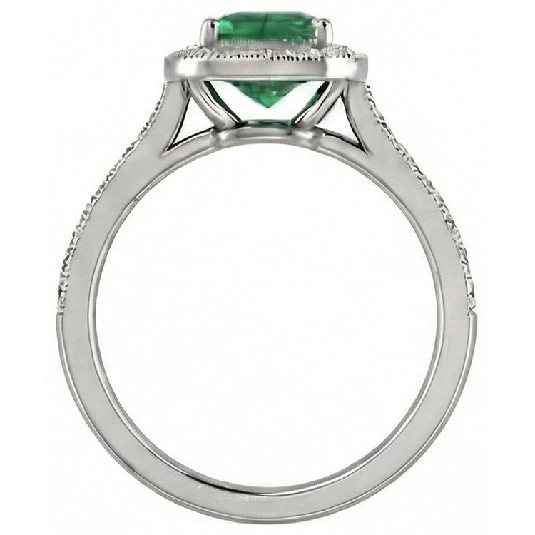 Alliance 3 Carats Vert Émeraude Avec Diamants Naturels Extraits des Mines ( et non cultivés en laboratoire ) Or Blanc 14K