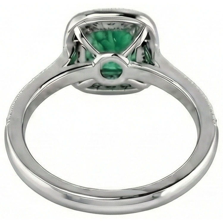 Alliance 3 Carats Vert Émeraude Avec Diamants Naturels Extraits des Mines ( et non cultivés en laboratoire ) Or Blanc 14K