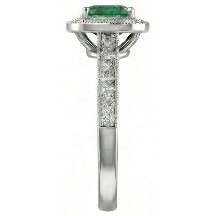 Alliance 3 Carats Vert Émeraude Avec Diamants Naturels Extraits des Mines ( et non cultivés en laboratoire ) Or Blanc 14K