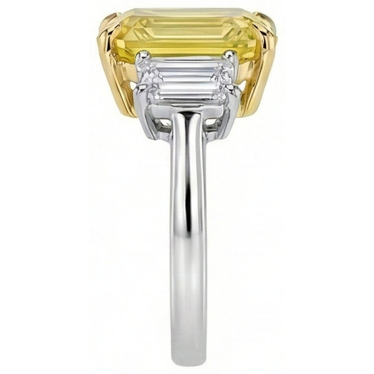 Alliance 3 Pierres 4,50 Carats Saphir Jaune & Diamants Naturels Extraits des Mines ( et non cultivés en laboratoire ) Or 14K