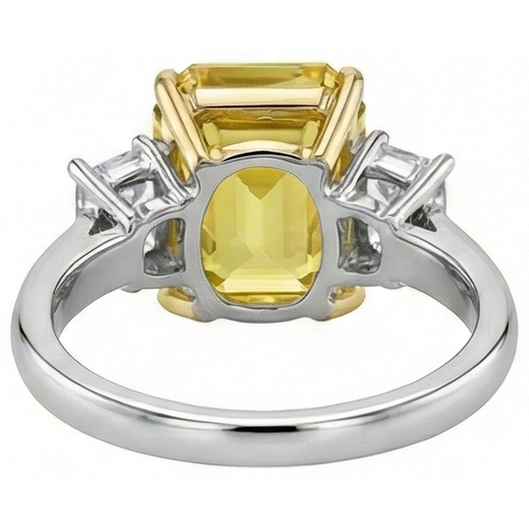 Alliance 3 Pierres 4,50 Carats Saphir Jaune & Diamants Naturels Extraits des Mines ( et non cultivés en laboratoire ) Or 14K