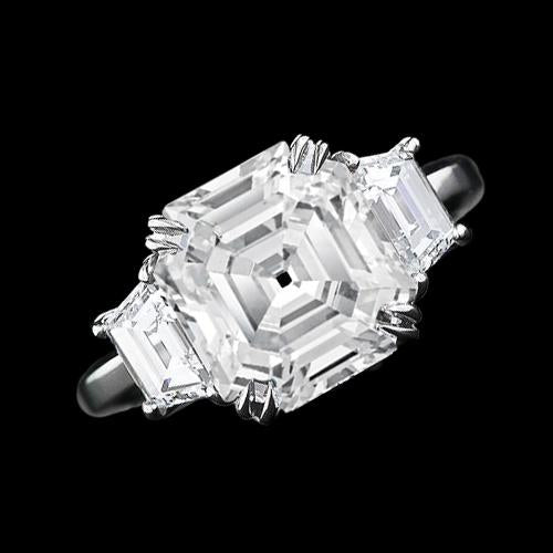 Alliance 3 Pierres Asscher & Trapèze Naturel Diamants 7.50 Carats Or 14K