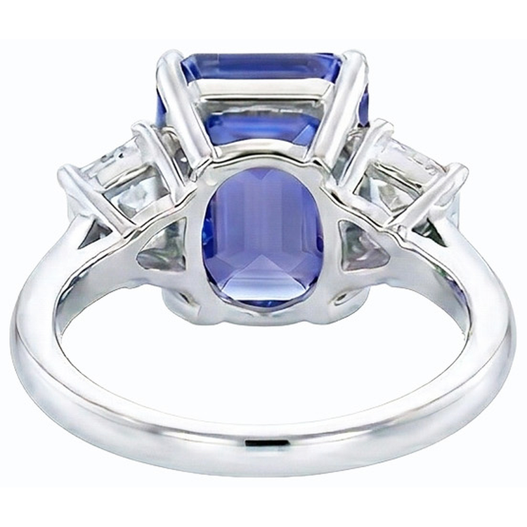 Alliance 3 Pierres Femme Saphir Bleu Emeraude & Diamants 4 Carats