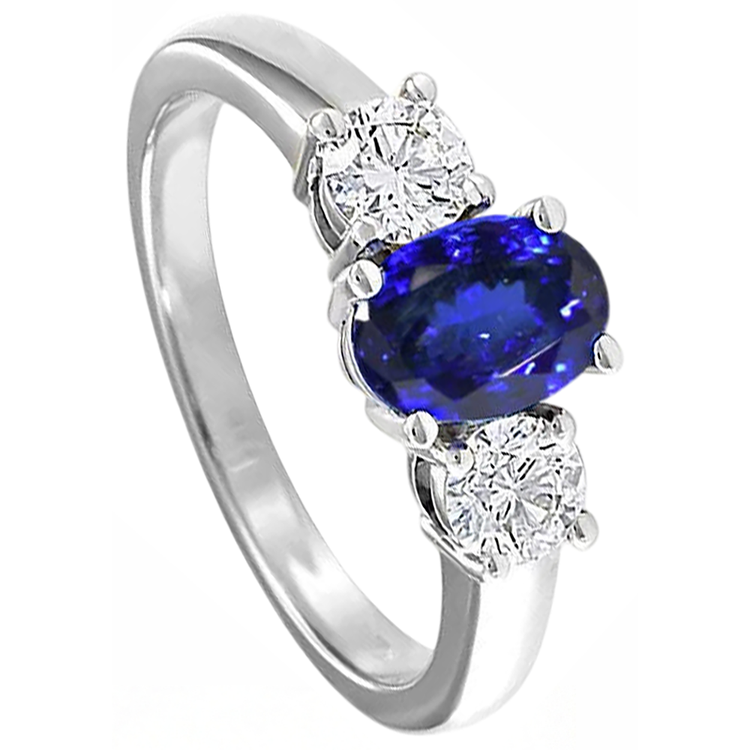 Alliance 3 Pierres Tanzanite Et Diamants Naturels Extraits des Mines ( et non cultivés en laboratoire ) 5.50 Carats Or 14K
