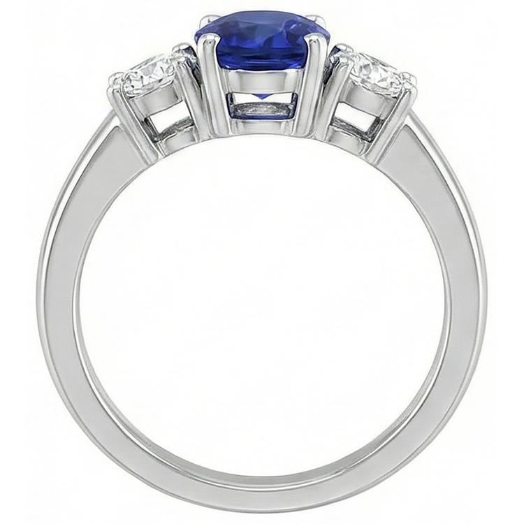 Alliance 3 Pierres Tanzanite Et Diamants Naturels Extraits des Mines ( et non cultivés en laboratoire ) 5.50 Carats Or 14K