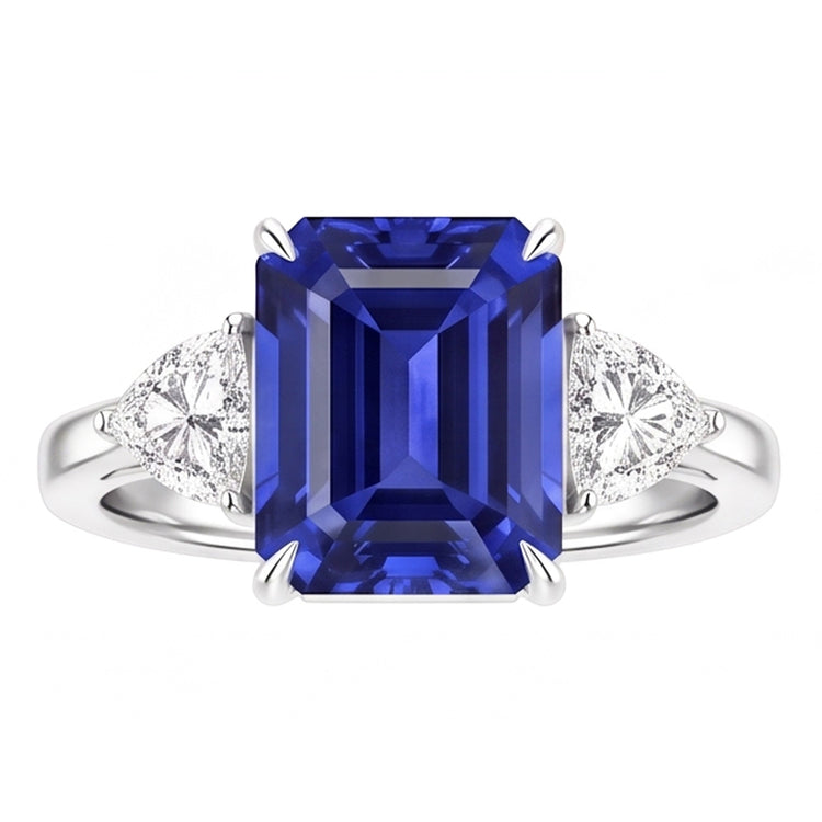 Alliance 3 pierres saphir émeraude et mille milliards de diamants 3.50 carats