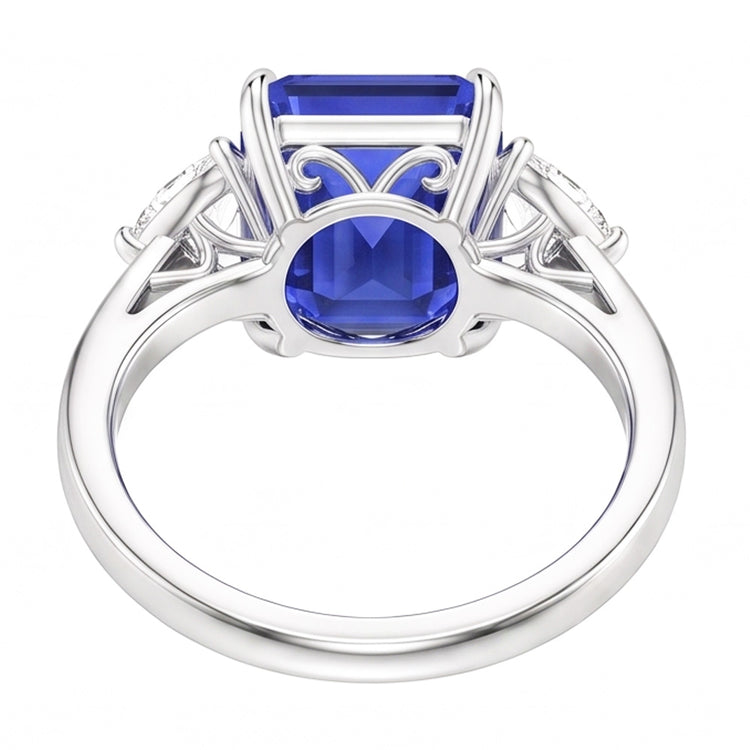 Alliance 3 pierres saphir émeraude et mille milliards de diamants 3.50 carats