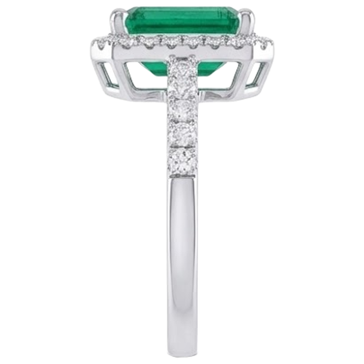 Alliance 4.40 Carats Émeraude Verte Et Diamants Naturels Extraits des Mines ( et non cultivés en laboratoire ) Or Blanc