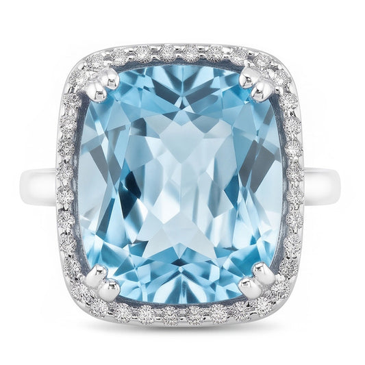 Alliance Aigue-marine Et Diamant 9.50 Ct Or 14K