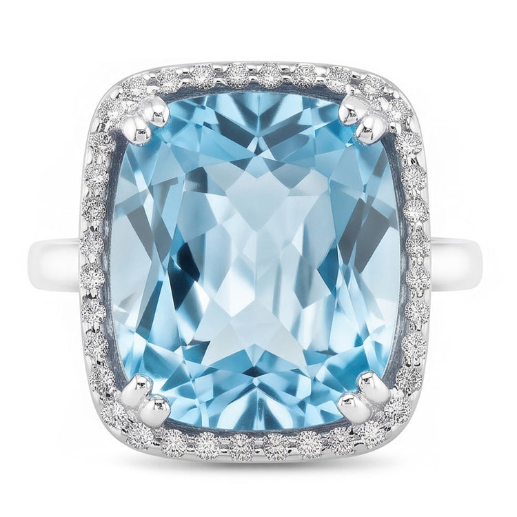 Alliance Aigue-marine Et Diamant 9.50 Ct Or 14K