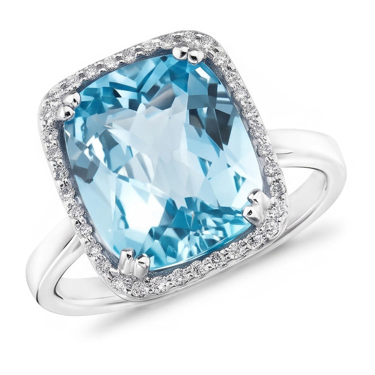 Alliance Aigue-marine Et Diamant 9.50 Ct Or 14K