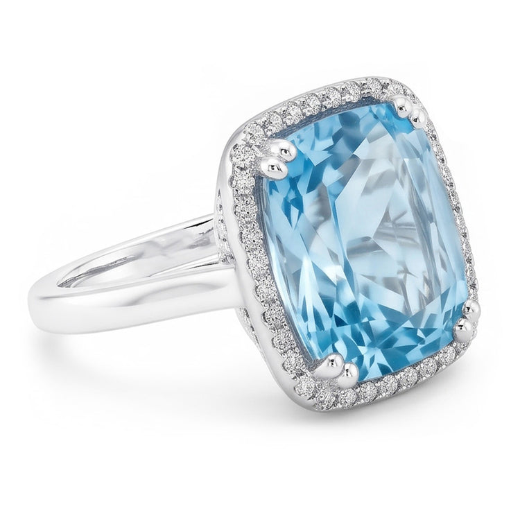Alliance Aigue-marine Et Diamant 9.50 Ct Or 14K
