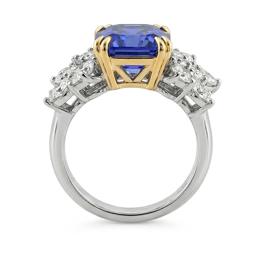 naturel round saphir 4.50carats alliance vue de profil