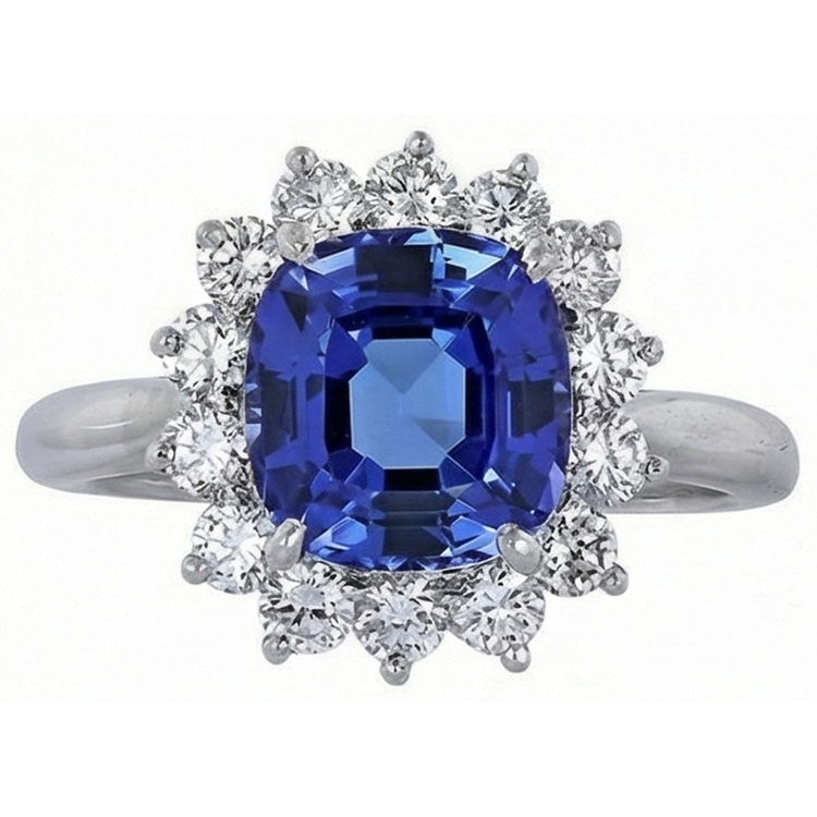 Alliance Asscher Tanzanite & Diamant Rond 3.25 Carats