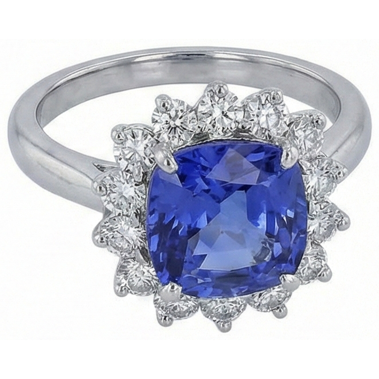 Alliance Asscher Tanzanite & Diamant Rond 3.25 Carats