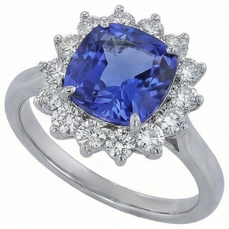 Alliance Asscher Tanzanite & Diamant Rond 3.25 Carats