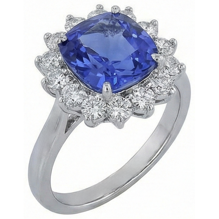 Alliance Asscher Tanzanite & Diamant Rond 3.25 Carats