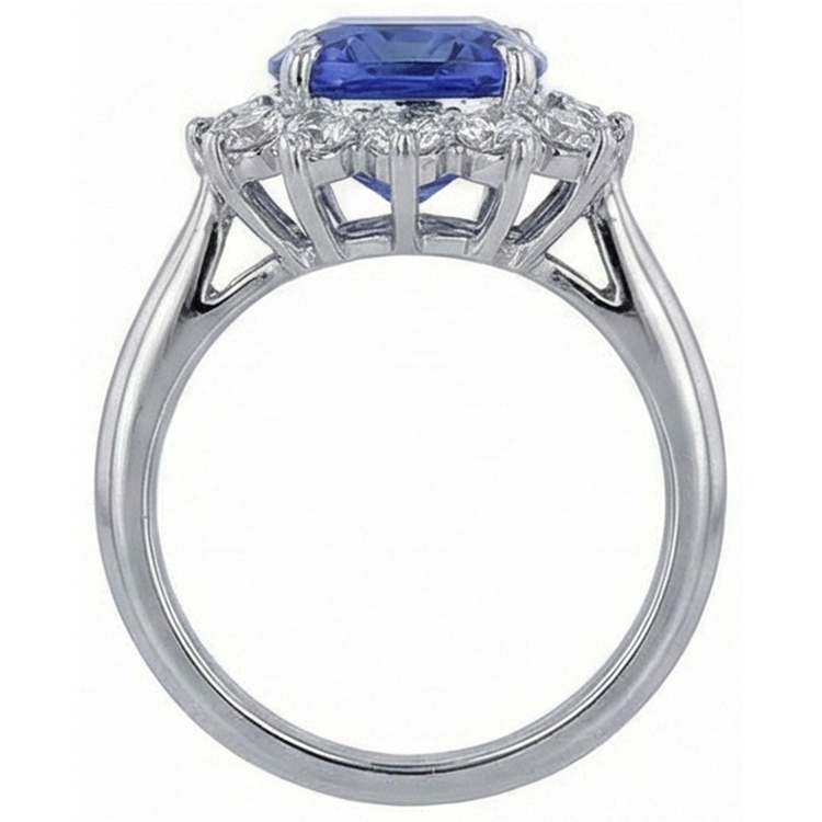 Alliance Asscher Tanzanite & Diamant Rond 3.25 Carats