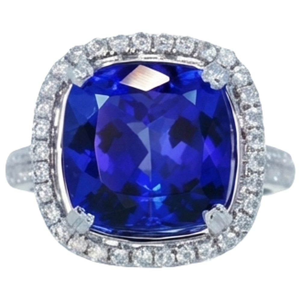 naturel cushion tanzanite 6.50carats alliance angle de côté