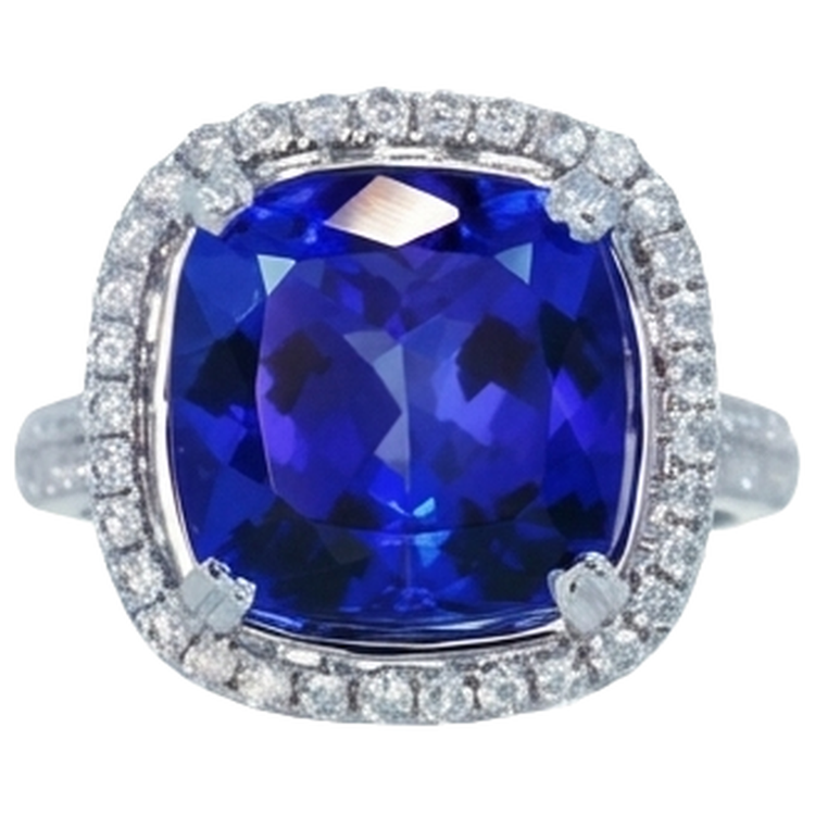 naturel cushion tanzanite 6.50carats alliance angle de côté