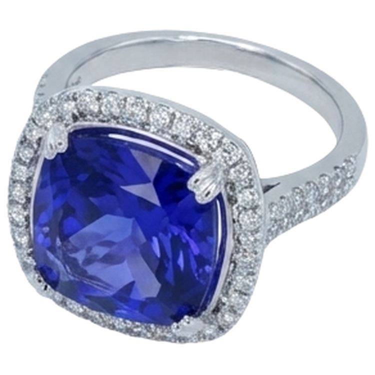 naturel cushion tanzanite 6.50carats alliance détail rapproché