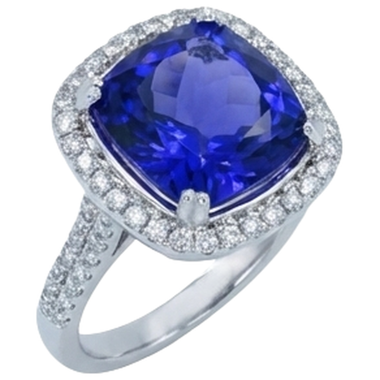 naturel cushion tanzanite 6.50carats alliance vue de dessus