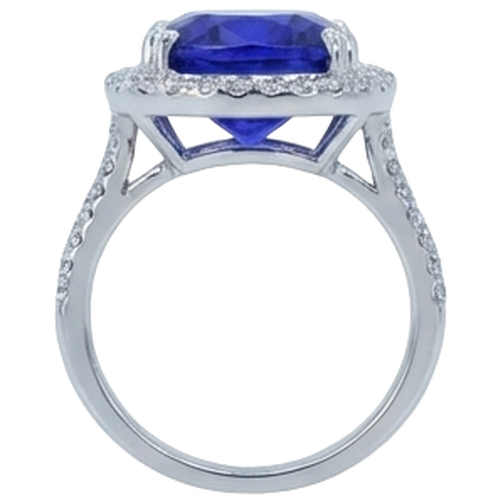 naturel cushion tanzanite 6.50carats alliance sur blanc