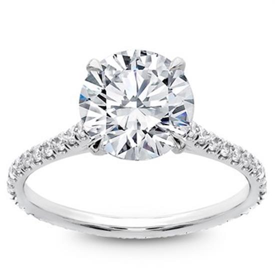 Alliance De Mariage Avec Réel Diamants Taille Brillant Accentués Solitaire 3,51 Ct