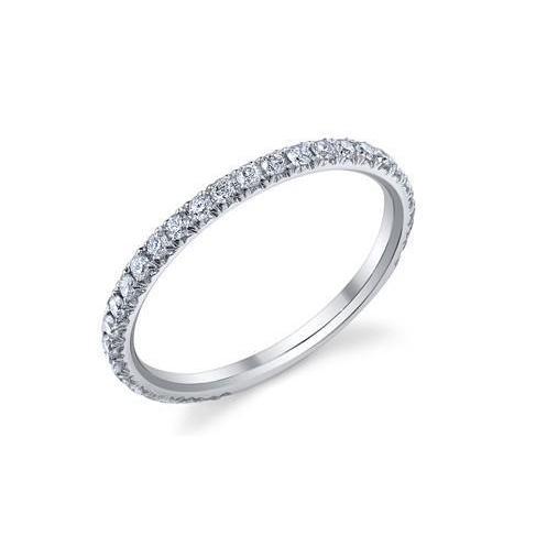 Alliance De Réel Diamants Étincelants Taillés En Brillant De 1.20 Ct En Or Blanc 14K