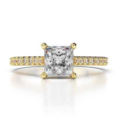 Alliance De Taille Princesse Et Ronde En Véritable Diamants De 3 Carats Or Jaune 14K