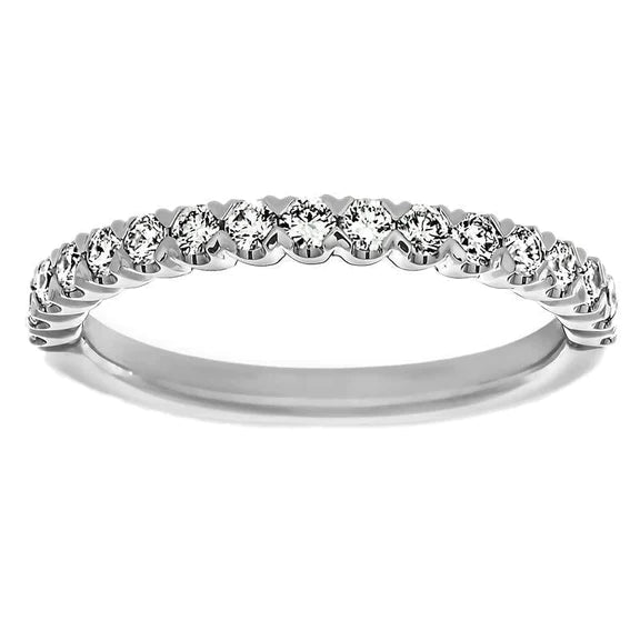 Alliance Demi-Eternité Avec Réel Diamants Ronds En Or Blanc 3 Ct.