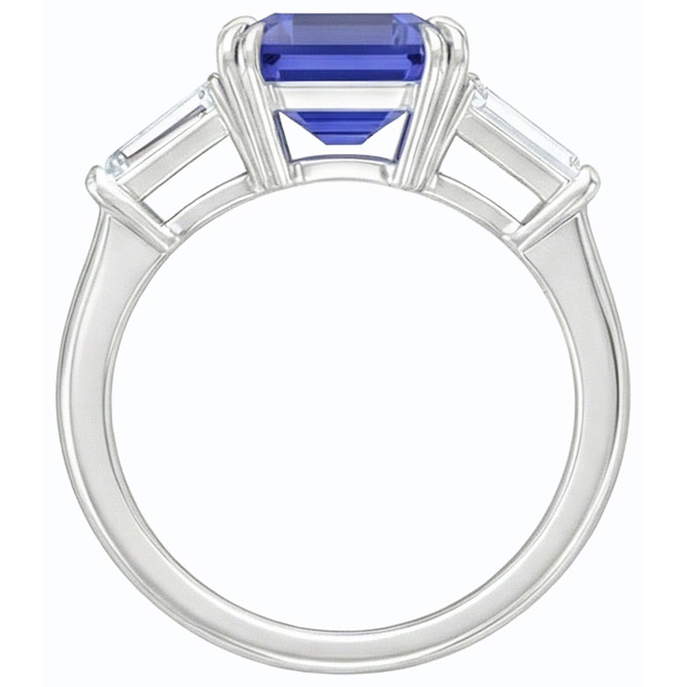 naturel baguette diamant 3.50carats alliance sur blanc