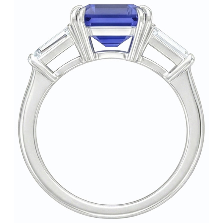 naturel baguette diamant 3.50carats alliance sur blanc
