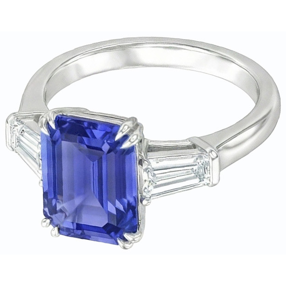 naturel baguette diamant 3.50carats alliance vue de face