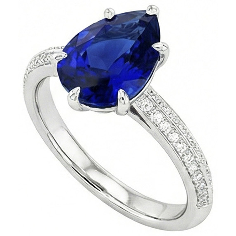 naturel pear diamant 3.50carats alliance détail rapproché