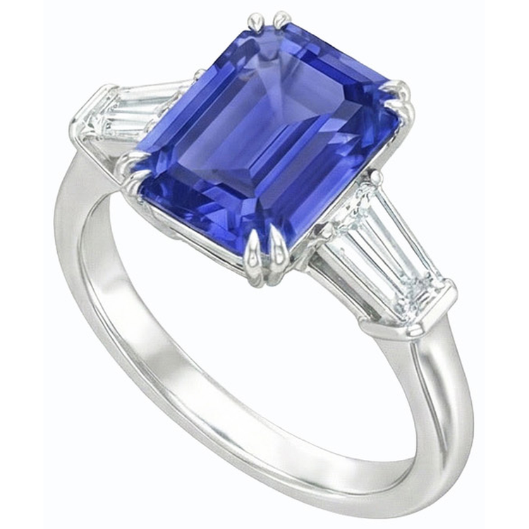 naturel baguette diamant 3.50carats alliance angle de côté