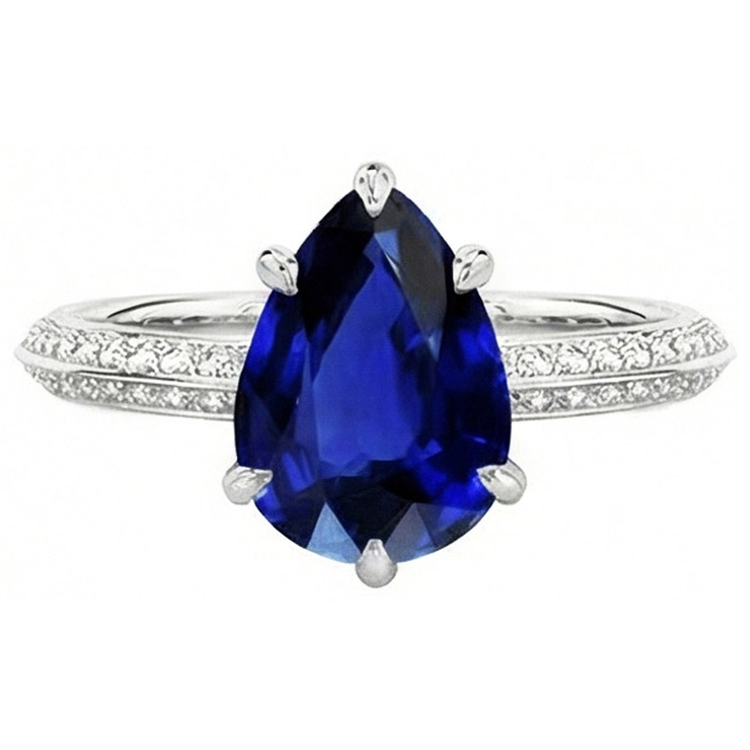 naturel pear diamant 3.50carats alliance vue de dessus